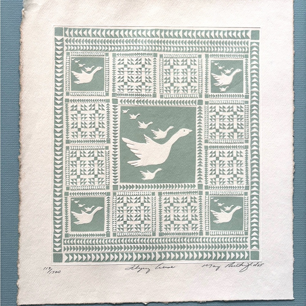 Embossed folk art print